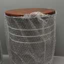 Glitzhome Rustic End Table Set of 2, Farmhouse Galvanized Metal Barrel Ottoman Storage Stool with Round Wood Lid for Living Room Furniture, Grey