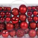 Christmas Balls Tree Ornaments Set, Shatterproof Xmas Decorations Set with Reusable Hand-held Gift Package for Holiday Indoor Tree Decor (100, Red)