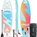 aleur Explorer Inflatable Stand Up Paddle Board Package W Premium SUP Accessories & Backpack, Non-Slip Deck, Leash, Paddle and Hand Pump | Elegant, Fun, Portable,Versatile