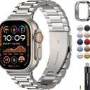 Fullmosa Metal Band Compatible with Apple Watch Bands Ultra3 2 1 49mm, Stainless Steel Strap iWatch Band with Case for Apple Watch, Starlight