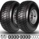 15x6.00-6 Lawn Mower Tires, 15x6-6 Tire and Wheel, 3" Centered Hub, 3/4" Bearings, 4 Ply Tubeless, Riding Lawn Mower and Tractor Front Tires, Compatible with Craftsman John Deere, 570lbs Capacity