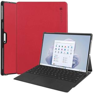 Custer Case for Surface Pro 11/10 / 9,Ultra-Thin PU-Leather Hard Shell Cover - Red