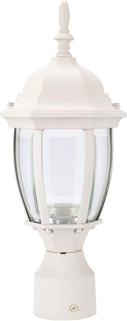 LIT-PaTH LED Outdoor Post Light, 15.6'' Aluminum Waterproof Pole Lantern, 5000K Daylight, 9.5W 800LM, Outside Lamp Post for Yard Driveway Patio, White (1-PK)