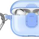 UNIQ GLase Pro Cloudy Blue Case for AirPods Pro 2/2nd Gen – Premium Translucent TPU Protective Shell with Lanyard & Carabiner, Wireless Charging Compatible