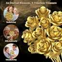 Metallic Gold Roses Flower Bouquet Building Sets, 670Pcs Golden Roses Botanical Collection Compatible with Lego Flowers Valentines Day Gifts for Her Women Girlfriend Wife Gothic Romantic Decor
