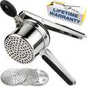 Potato Ricer, AIDOIT Large 15oz Potato Ricer Heavy Duty Stainless Steel Potato Masher with 3 Interchangeable Discs for Smooth and Fluffy Mashed Potatoes