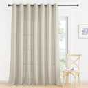 RYB HOME Semi Sheer Curtains - Linen Blend Textured Light Filtering Country Rustic Window Decor Drapes for Living Room Sliding Glass Door, W 60 x L 108 inches, Angora, 1 Panel