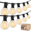 Outdoor String Lights 300 FT Globe LED Patio Lights with G40 Plastic Bulbs,Waterproof Shatterproof Dimmable Connectable Hanging for Backyard Porch Balcony Party Cafe Deck Decor