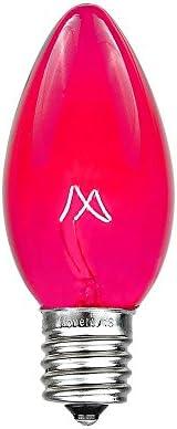 Novelty Lights Incandescent Christmas Replacement Bulbs - Indoor/Outdoor Individual Bulbs for Christmas Tree, Display, & More - C9/E17 Intermediate Base, 7 Watt Lights (Pink, 25 Pack)