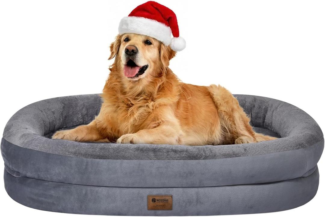 Orthopedic Washable Large Dog Bed: Waterproof Pet Bed with Bolsters - Removable Washable Cover for L XL XXL Large Sized Dog Bed - Non-Slip Bottom - Dark Gray, XL-large (44"L x 32"W x 7.5"Th)