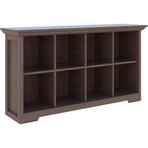 OSCHF Cube Shelf Bookcase with Base - Wooden 2 Tiers Floor Standing Low Storage Cabinet for Home and Office, 8-Cube Lattice Bookshelf, Walnut