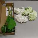 4 Pcs Hydrangea Artificial Flowers, 2 Green & 2 White Real Touch Flowers, 21" Faux Hydrangea Flowers, Fake Hydrangea Flowers for Outdoor Wedding Office Home Decor Table Centerpieces