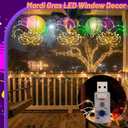 Baquler Mardi Gras Window Lights 13.5 Inch Mardi Gras Window Decorations Jester Mask Hanging Light up USB Powered with Timer and 8 Lighting Modes for Home Wall Indoor Outdoor Decor