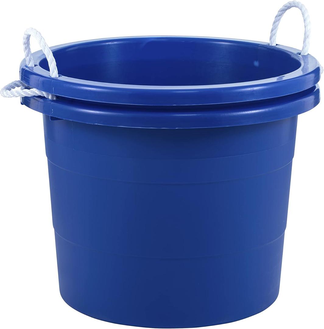 United Solutions Easy-Access Storage Rope Handle Tub, 19 Gallon, Blue, Count of 2 (TU0335)