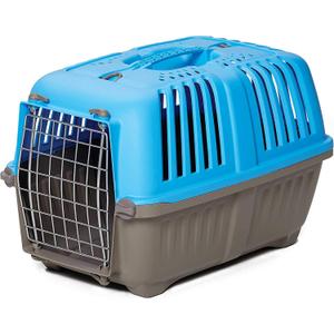MidWest Homes for Pets Spree Travel Carrier Hard-Sided Dog & Cat Carrier, Small Pet Travel Crate with Handle, Ventilated Design, Easy Assembly, 19-Inch, Blue