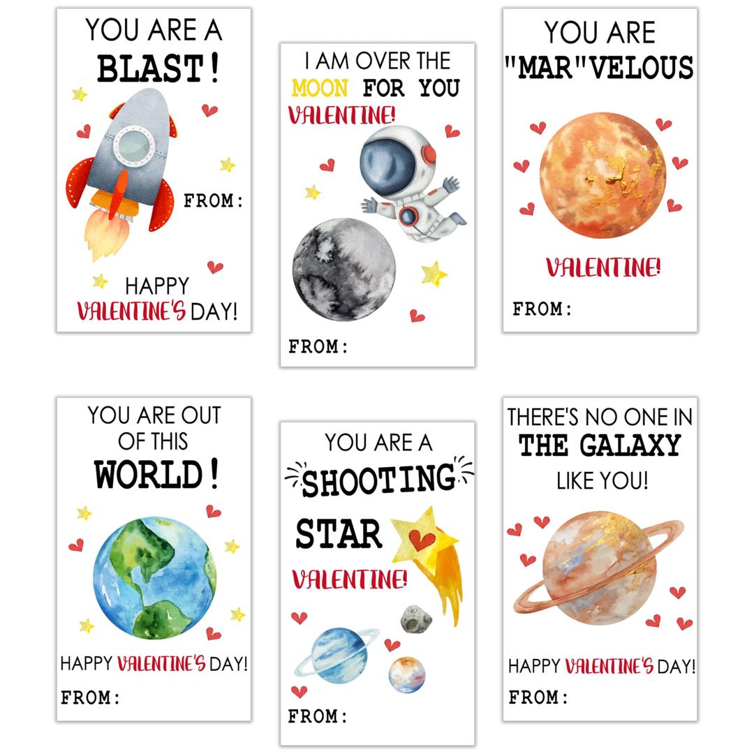 Cazhes Valentine's Day Gifts Tags Stickers, 60pcs Gift Wrap Self Adhesive Stickers, Outer Space Happy Valentine's Day Wrapping Decorations for Envelopes Present School - B02