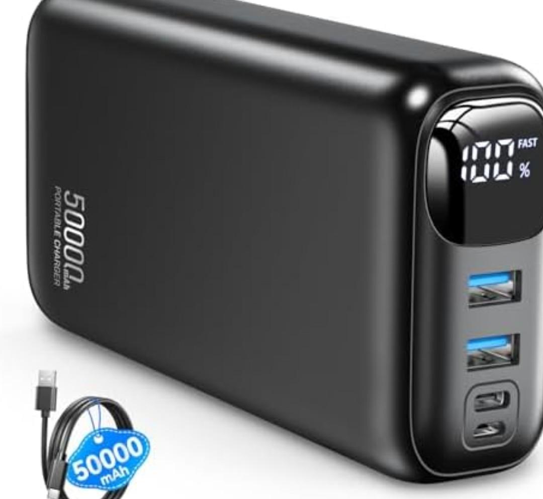 Portable Charger 50000mAh Power Bank - 22.5W Fast Charging External Battery Pack,USB-C Portable Phone Charger for iPhone 17/16/15/14/13 Pro Android Samsung, for Travel Camping Essential