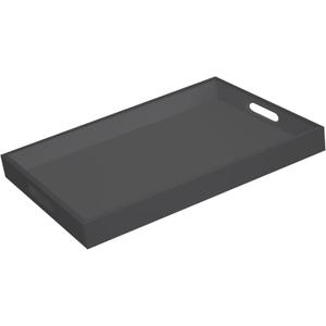 Wooden Serving Tray with Handles, Serving Platter 15.7x11.4 Inch Food Drinks Tray for Coffee Table,Decorative Storage Tray for Entertaining, Breakfast Tray in Bed,Lunch,Dinner,BBQ(Black)