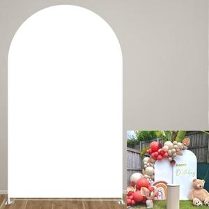 White Arch Backdrop Stand Covers for Parties White Solid Color Arched Stretchy Fabric Cover Kids Birthday Wedding Party Favors Bridal Baby Shower Decorations