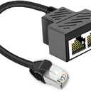 Ethernet Splitter 1 to 2 RJ45 Network Cable Adapter, Note Only Connect one Network at a Time, Compatible with ADSL/Computers/TVs/Routers (Only Support one Works at one time)