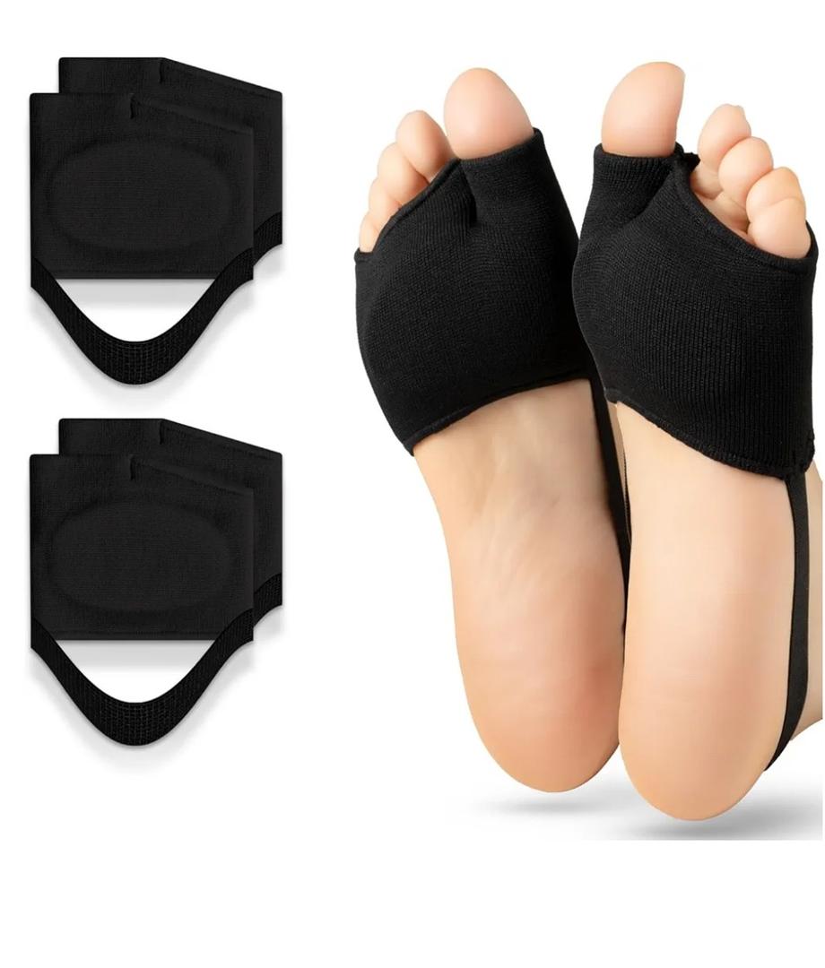 Metatarsal Pads for Women & Men 2 Pairs with Gel Inserts, Ball of Foot Pain Relief for Metatarsalgia, Sesamoiditis & Morton's Neuroma (Black, Small)