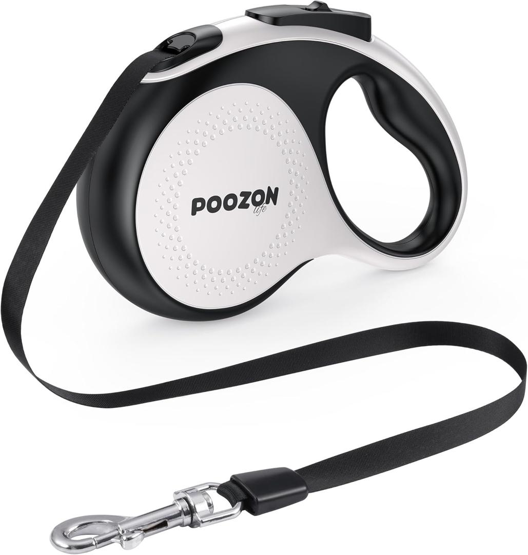 Retractable Dog Leash, 360 Tangle Free, 10 ft Strong Nylon Tap for Pets, Walking Leash for Small and Medium Dogs, Heavy Duty, One Button Break and Lock, Up to 33 lbs