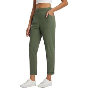 baleaf Womens Travel Pants with Zipper Pockets Stretchy Work Pants Business Casual Slacks Golf Pants Dressy with Pockets, size L