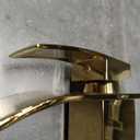 Vessel Sink Faucet, Gold Bathroom Faucet Single Hole with Supply Hose and Pop Up Drain, Single Handle Waterfall Faucet for Bowl Sink, 1 Hole Vanity Faucet