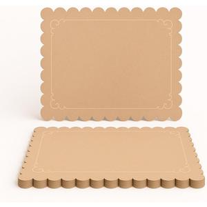 Ur- Way Kraft Paper Placemats 100 Pack: 10 x 14 inch Light Brown Scalloped Edged Disposable Kraft Paper Place Mats for Dining - Perfect for Rustic Farmhouse, Wedding, or Holiday Table Decor