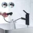 KAIYING Pull Down Bathroom Sink Faucet, Modern Lavatory Vessel Sink Faucet, Utility Single Hole Bathroom Sink Faucet with Pull Out Sprayer, Commercial Basin Mixer Tap (Tall, Black)