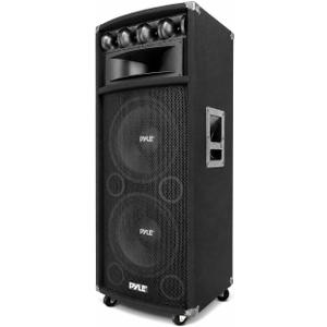 Portable Cabinet PA Speaker System - 1600 Watt Outdoor Sound System Vehicle Stereo Speakers w/Dual 12" Woofers, 3.4" Piezo Tweeters, 5"x12" Super Horn Midrange, Crossover Network - PylePro PADH212
