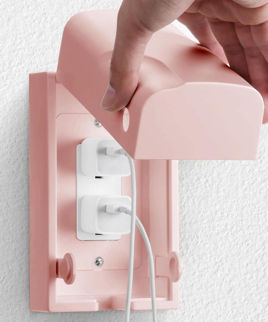 Bates - Baby Safety Outlet Cover Box, Pink, Outlet Covers Baby Proofing, Plug Covers Baby Proofing, Baby Outlet Cover, Socket Covers Baby Proofing, Baby Outlet Covers Baby Proof, Outlet Box Cover (1 Pack)