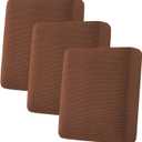 H.VERSAILTEX Super Stretch Individual Seat Cushion Covers - Sofa & Couch Cushion Slipcover Sets - Thick Jacquard Textured Twill Fabric (3 Piece, Caramel)