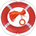 Life Ring Buoy Boat Safety Throw Ring with Water Floating Lifesaving Rope 98.4FT Set, Outdoor Professional Throwable Flotation Device