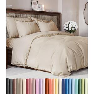 Duvet Cover Queen Size Set - Extra Soft Queen Duvet Cover 90" x 90" with 2 Pillow Shams - Hotel Luxury, Easy Care and Fade Free w/ Zipper Closures & Ties - All Season, Comfy, Cozy & Breathable (Wheat) (14 - Wheat (No Comforter))