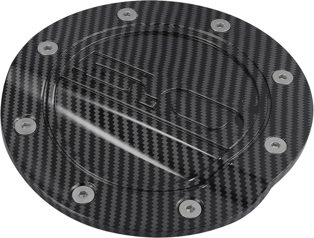 X AUTOHAUX Carbon Fiber Pattern Black Car Gas Cap Fuel Filler Door Cover Gas Tank Cover for Ford for Mustang 2015-2020