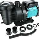2HP Pool Pump Above and Inground Ground, 6980GPH High Flow Powerful Self Primming Swimming Pool Pump, 110V Energy Saving with 2.0'' Unions and Filter Basket, In/Above Pool Pumps