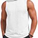 Runcati Men's Workout Tank Tops Sleeveless Athletic Gym Muscle Shirt Casual Basic Summer Fitness Tees White
