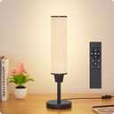 Nukanu Table Lamp with RemoteBedside Lamps for Night Stands, Nightstand Lamp with Adjustable Brightness (10%-100%) and Color Temperature (3000k-6000k),Small Lamp for Bedroom (Black - Beige Linen)