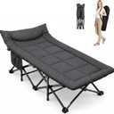 ARAER Camping Cot for Adults, 28" Wide with Mattress and Pillow (Dark Gray)
