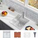HOTIS 18 X 18 Inch Drop In Bar Sink, Stainless Steel Small Kitchen Sink, Top Mount Deep Workstation Single Bowl, Outdoor Camper Rv Laundry Wet Bar Prep Sinks With Grid & Drain & Cutting Board