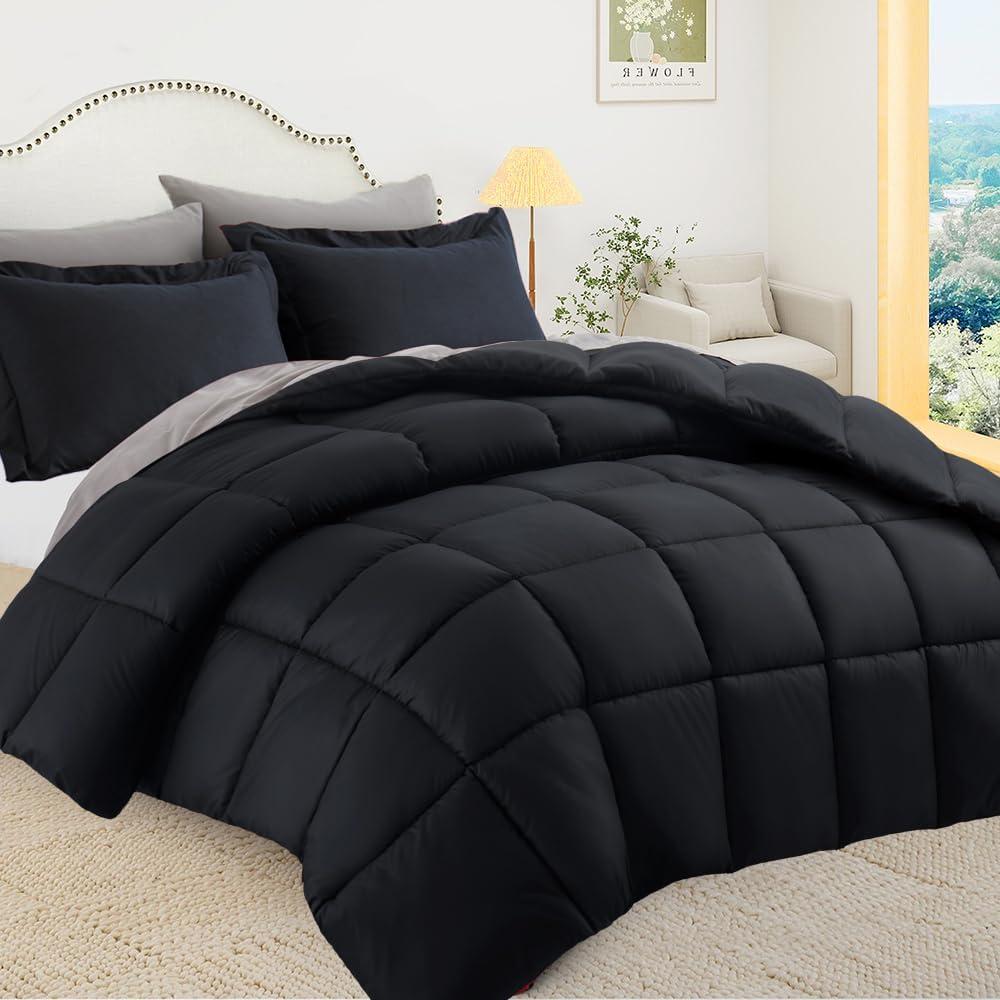 King Size Comforter Set, Reversible 3 Pieces Lightweight Soft Bedding Set for All Season, Premium Bed in a Bag Includes 1 Comforter (106"x90") and 2 Pillowcase (20"x36")