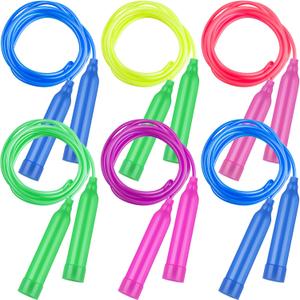 Elcoho 6 Pack Colorful Kids Jump Rope Set Adjustable Plastic Kids Jump Rope Great Party Favor Skipping Rope Outdoor Jump Ropes Great Party Favor