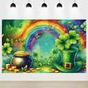 St Patrick's Day Backdrop Banner Rainbow Gold Coins Green Photography Backdrop Lucky Shamrock Clover for St Patrick's Day Party Decorations Banner 5.9x3.6ft7143inch, Rainbow