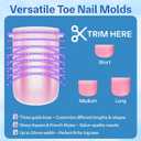 2 x Straight Polygel Dual Pink Wide Toe Nail Forms for Poly Gel Extensions, Larger Flat Full Cover Molds for French Toenail, Press on Toenails for Women Extensions Home DIY Nail Salon 120PCS 12Sizes