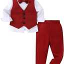 YOUNGER TREE Toddler Boy Clothes Suit Gentleman Wedding Outfits Baby Formal Dress 4-Piece Set Size 18-24 Months