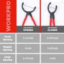 WORKPRO 12" Adjustable Oil Filter Pliers, Wrench Adjustable Oil Filter Removal Tool, Ideal For Engine Filters, Conduit, & Fittings, W114083A