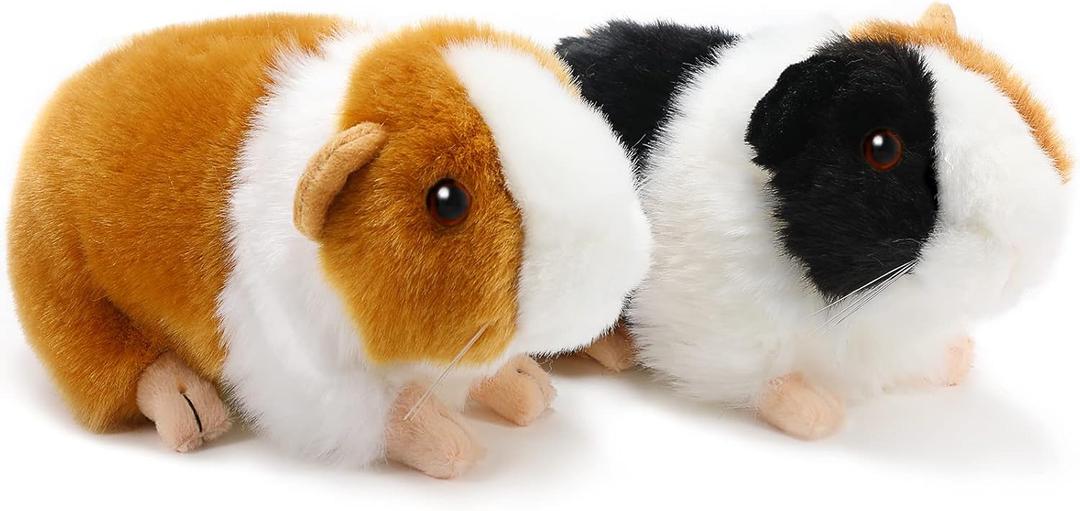 Aoriher 2 Pcs Cute Guinea Pig Stuffed Animal Christmas Guinea Pig Stuffer Gift 8 Inch Soft Black Yellow Hamster Plush Toys Nice Gift for Boys Girls Christmas Birthday Themed Party Supplies