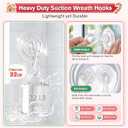 VIS'V Wreath Hanger, Large Suction Cup Wreath Hooks with Wipes, Heavy Duty, 22 LB Capacity, Removable and Reusable, Clear, 2 Pcs