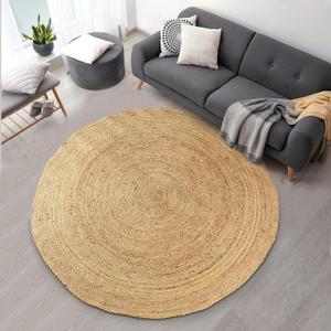 Signature Loom Handcrafted Farmhouse Jute Accent Rug (5 ft Round) - Soft & Comfortable Jute Area Rug - Natural Jute Rug to Bring a Sense of Peace & Relaxation  Jute Rugs for Living Room (4'10" (Round))